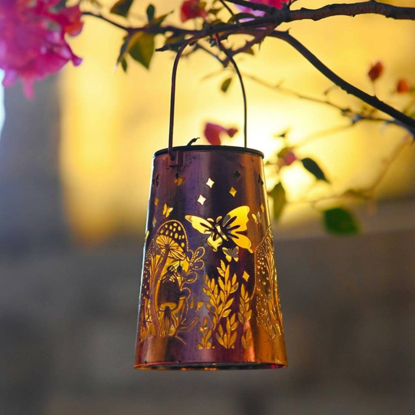 Outdoor Lighting Battery - Wzór lampionu w stylu kwiatowym, ogrodowa