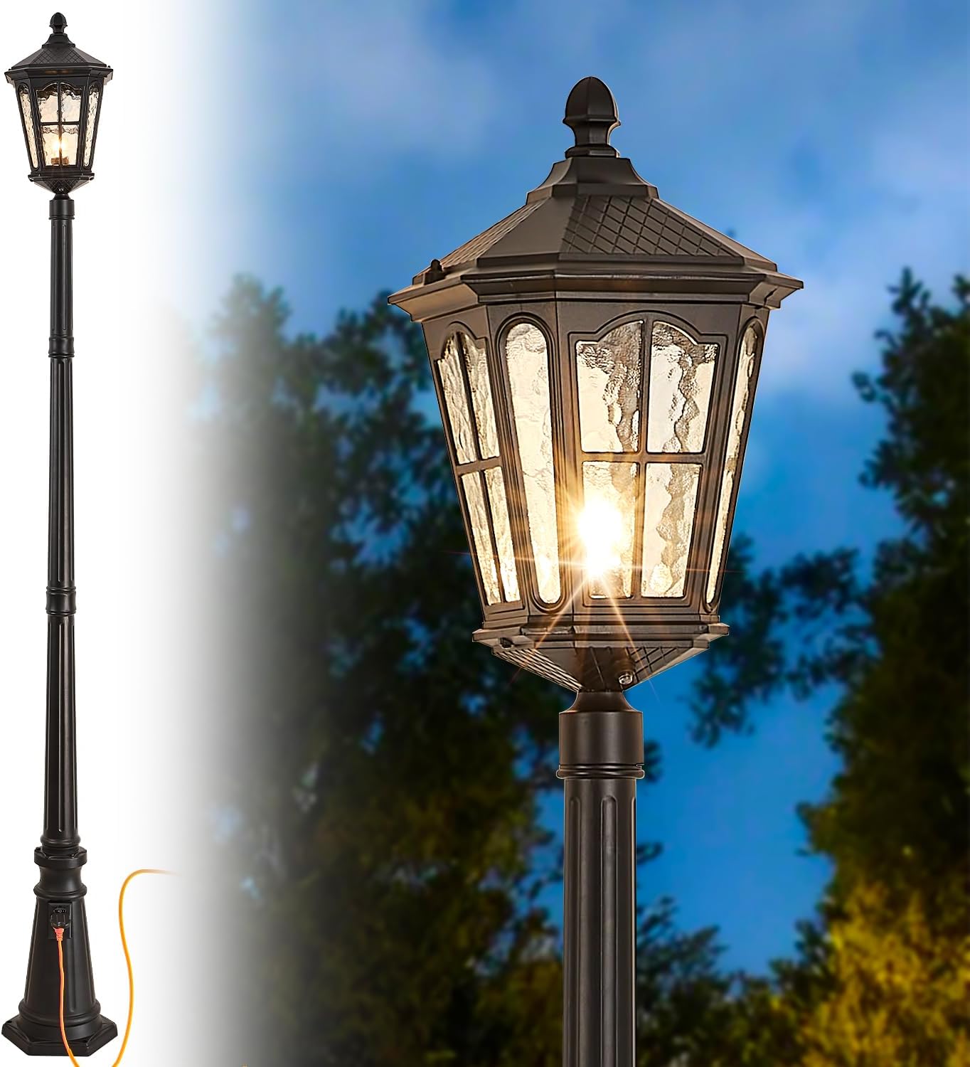 Outdoor Lighting No Outlet - Wodoodporna zewnętrzna lampa słupkowa z gniazdem