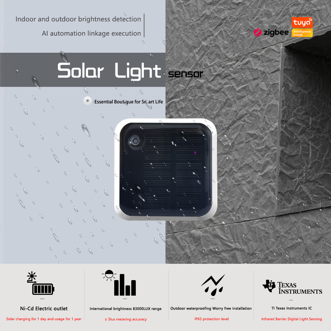 Outdoor Lighting Zigbee - Czujnik światła solarnego Tuya Zigbee Wodoodporny