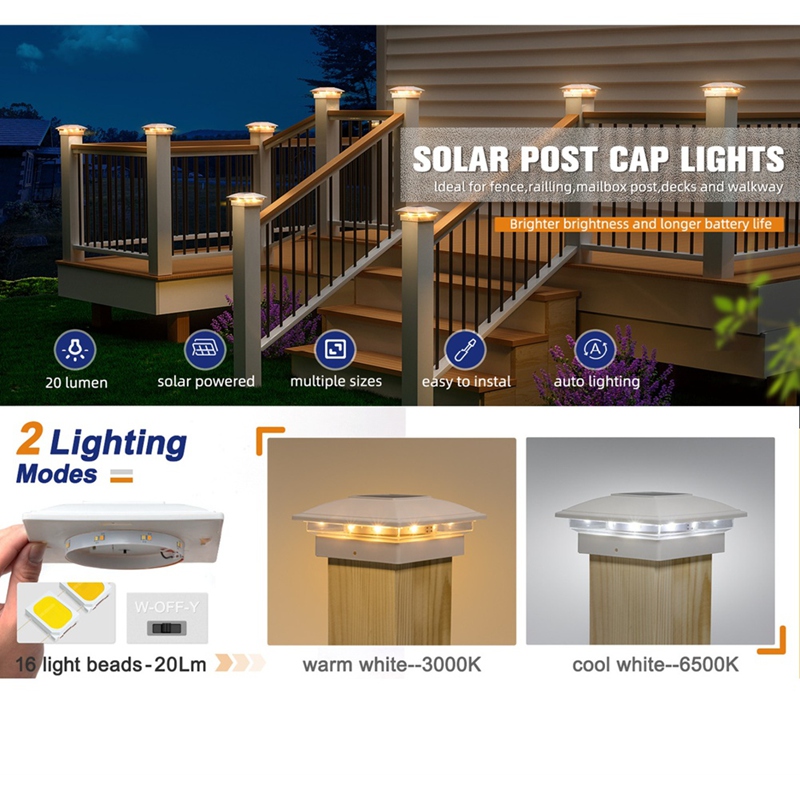4 sztuki solarnych lamp na słu – Post Cap Light recenzja i cena