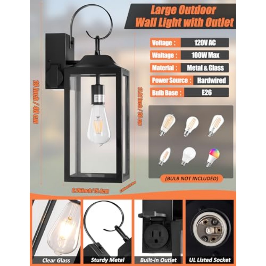 Duża lampa zewnętrzna 19 cali  – Outdoor Lighting No Outlet recenzja i cena